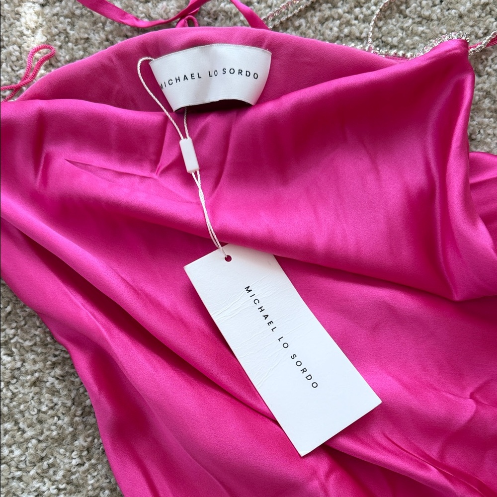 Michael Lo Sordo Fuchsia Silk-Satin Maxi Skirt - Picture 3 of 3